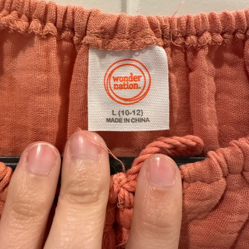 Wonder Nation Orange Puff Sleeve Blouse with Tie Front - Picture 2 of 2